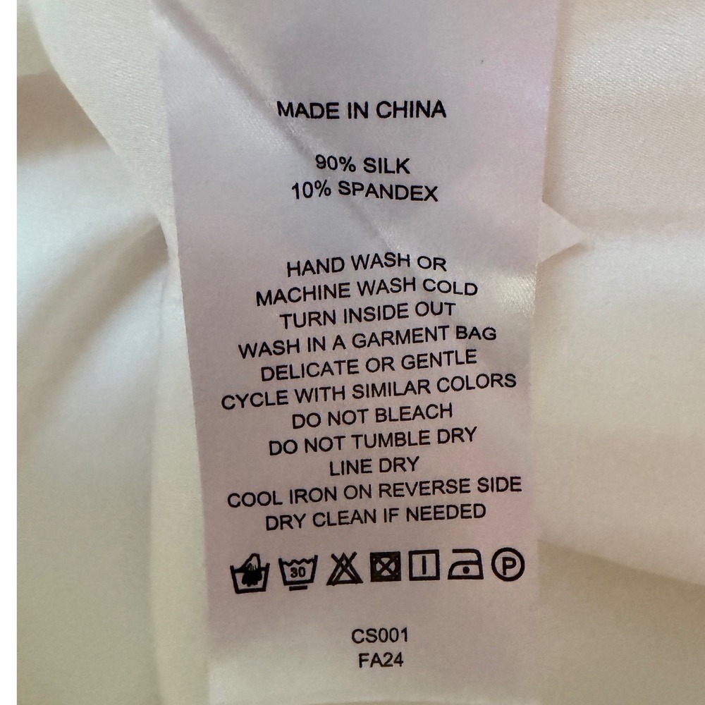 Quince Silk Spandex Ivory Long Sleeve Blouse XL CS001 FA24 - Picture 8 of 8